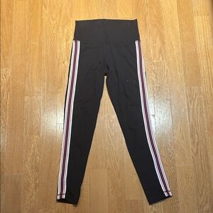 TNA Black Leggings with Red and White Stripes